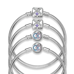 JIUHAO New Authentic 925 Sterling Silver Snake Bone Chain Lucky Magic Mother Lover Bracelet for Women DIY Charm Jewelry Bracelet