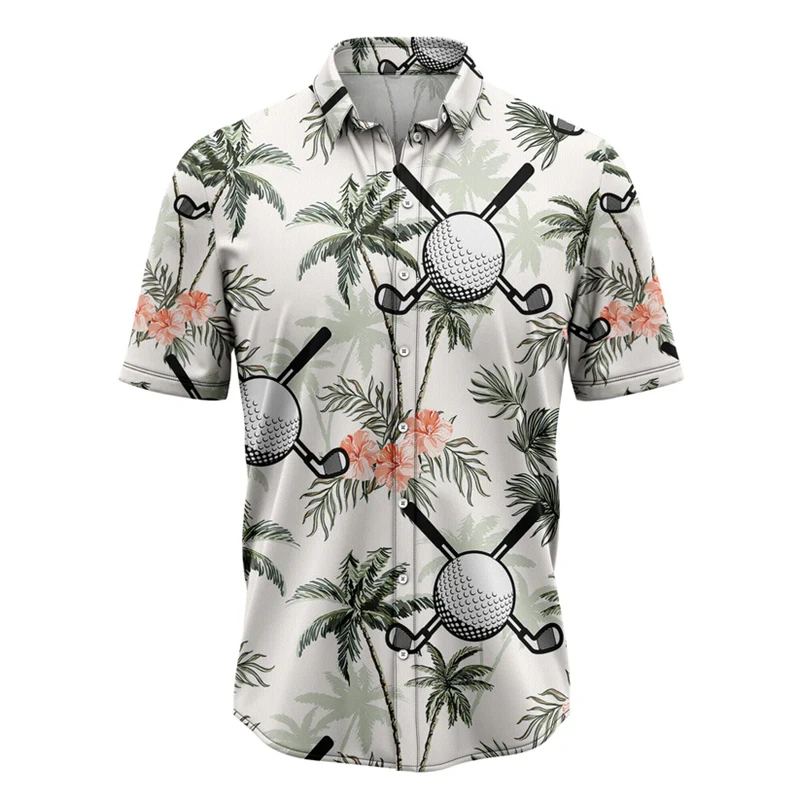 

Fashion Golf Graphic Hawaiian Shirts For Men Summer Casual Outdoor Wear 3D Printed Lapel Shirt Loose Breathable Button Blouses