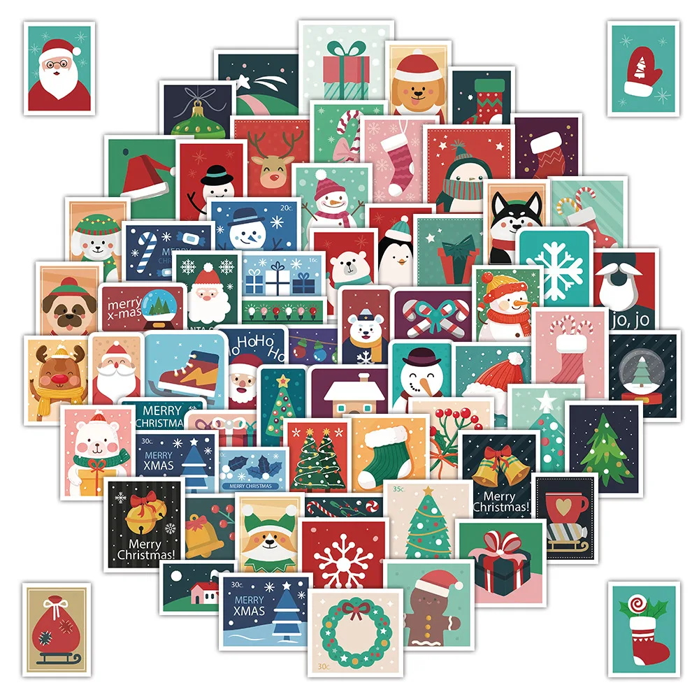 102PCS Retro Cartoon Stamps for Christmas Graffiti Stickers Creative Cartoon Decal DIY Luggage Phone Guitar Scrapbook Kid Toys