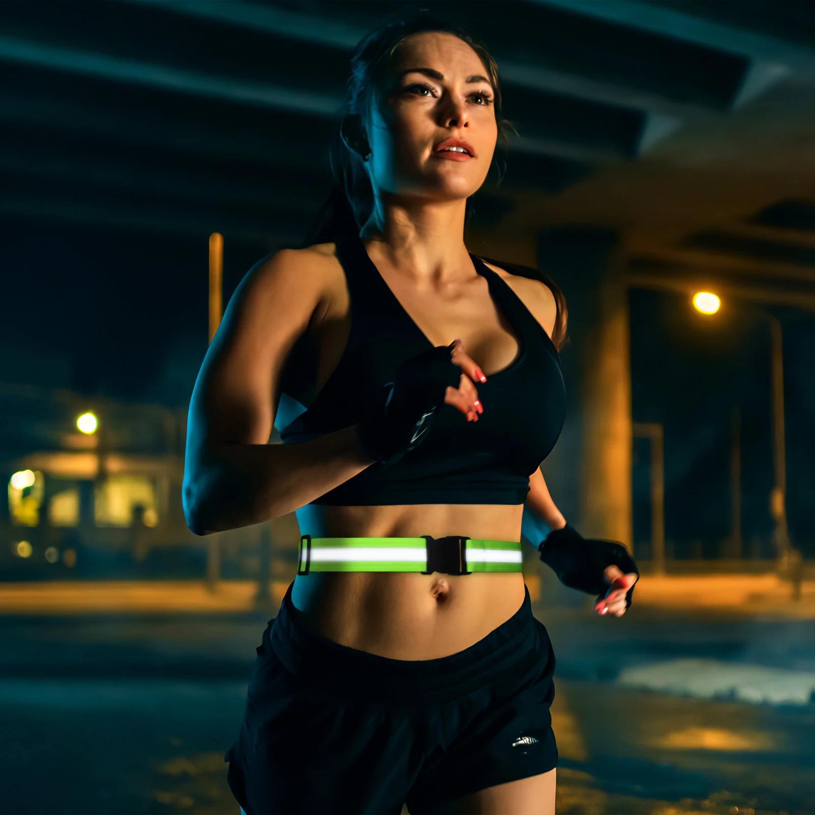 Elastic Reflective Belt Fluorescent Green Adjustable Safety Gear High Visibility for Running Cycling Walking Reflective