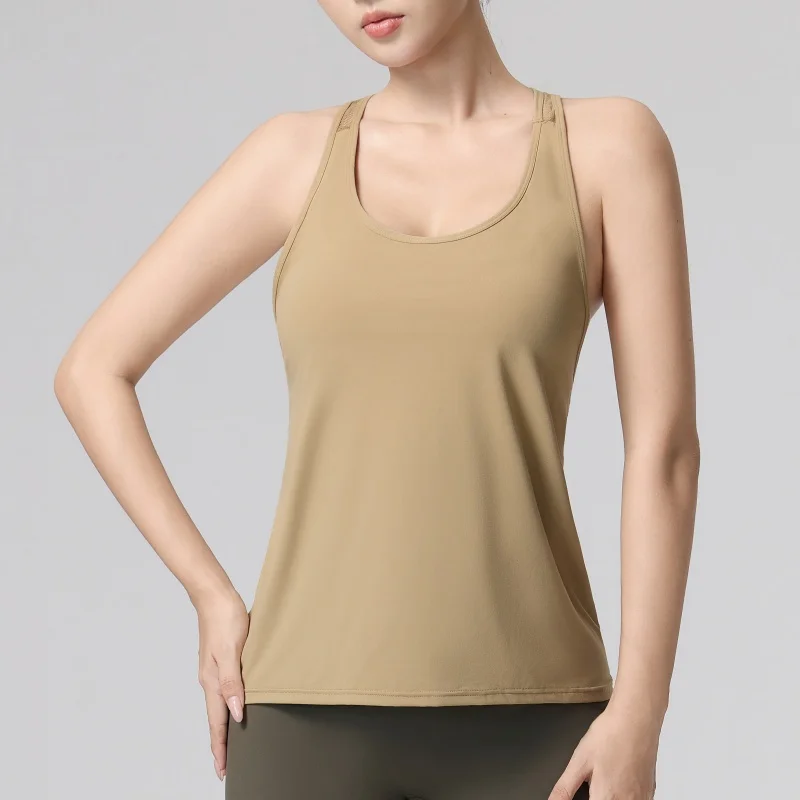 Sommerliches, ärmelloses Yoga-T-Shirt für Damen, einfarbig, leicht, atmungsaktiv, schnelltrocknend, ideal als Sportoberteil für das Fitnessstudio oder zum Laufen. – Detail 11