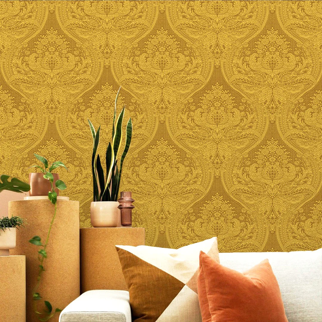 Classic Damask Pattern Wallpaper Black White Non Self-Adhesive Luxury Floral Wall Paper Roll for Home Decoration Wallcovering