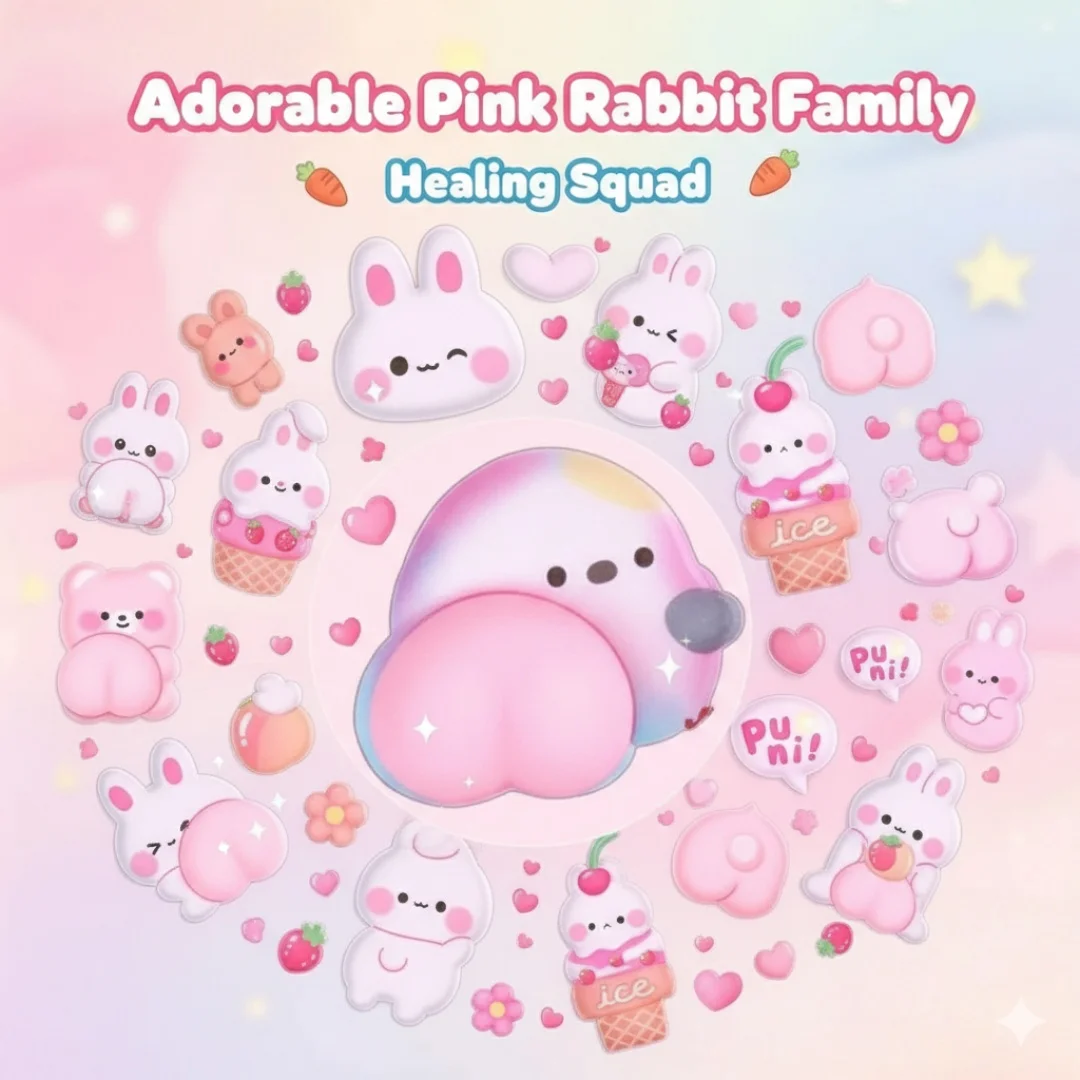 Kawaii 3D Puffy Stickers Soft Butt Cute Cartoon Animal Fruit DIY Scrapbooking Phone Diary Decor Decompression Gift