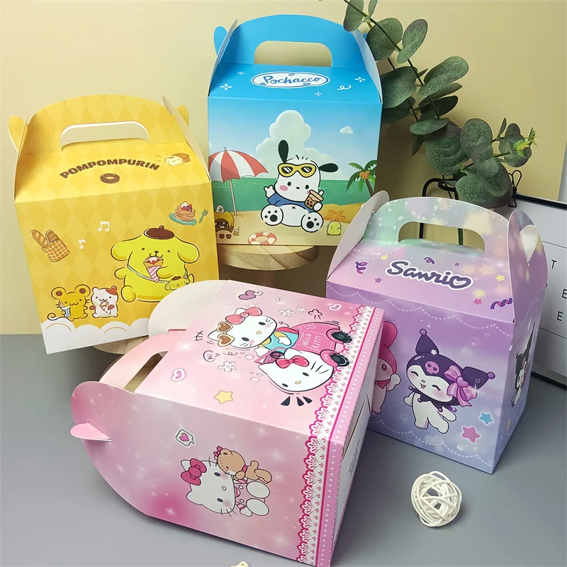 Sanrio Anime Childrens Birthday Party Gift Box Kuromi Cartoon Print Pattern Cinnamoro Candy Box My Melody Snack Bag Gift Bag