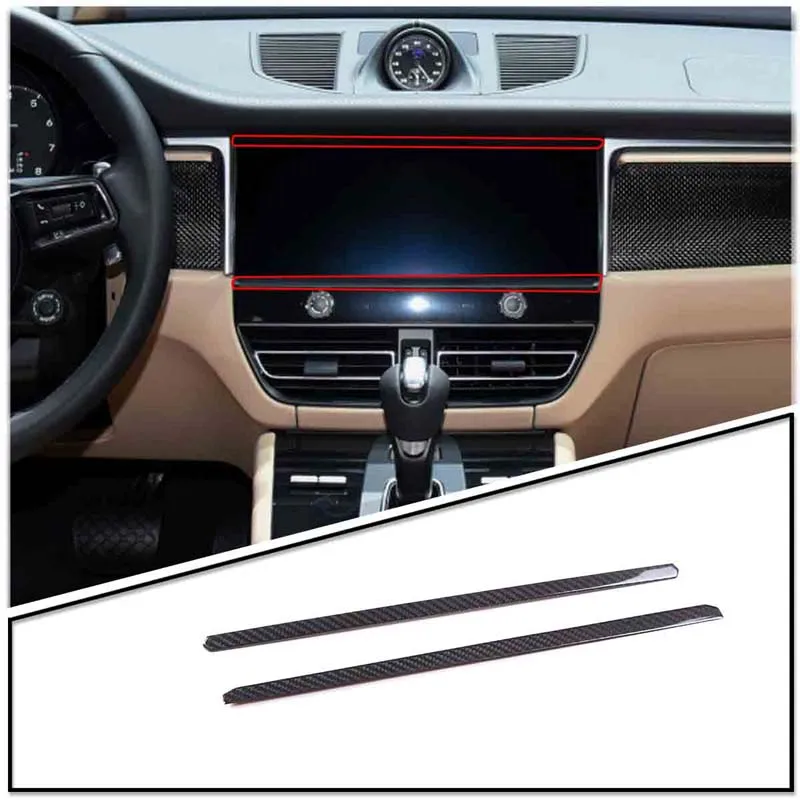 لبورشه ماكان 2018-2025 الملاحة شاشة الديكور قطاع لتحديد المواقع لوحة الكسوة ملصق ألياف الكربون الحقيقية اكسسوارات السيارات الداخلية