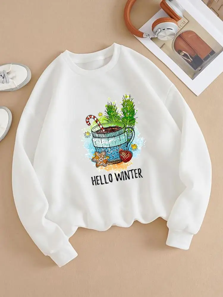 

Holiday New Year Christmas Graphic Sweatshirts Fashion Winter Season Love 90s Casual Print Female Women Clothing Pullovers