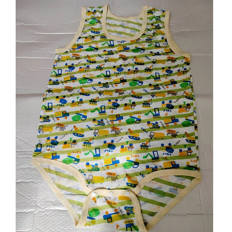 

Sleeveless Pure Cotton Soft ABDL Adult Baby Rompers Snap Button Cartoon Pattern Jumpsuit DDLG Onesie Plus Size Underwear