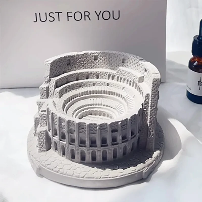 Roman Colosseum Silicone Mold Diffuser Stone Ornament Home Bedroom Creative Gypsum Aromatherapy Candlestick Souvenir