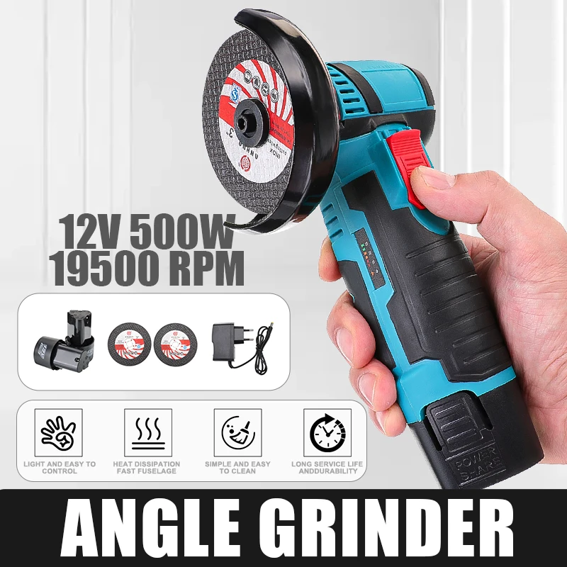 

12V Mini 500W Portable Brushless Angle Grinder 19500Rpm Cordless Lithium Battery Polishing Machine Diamond Cutting Power Tools