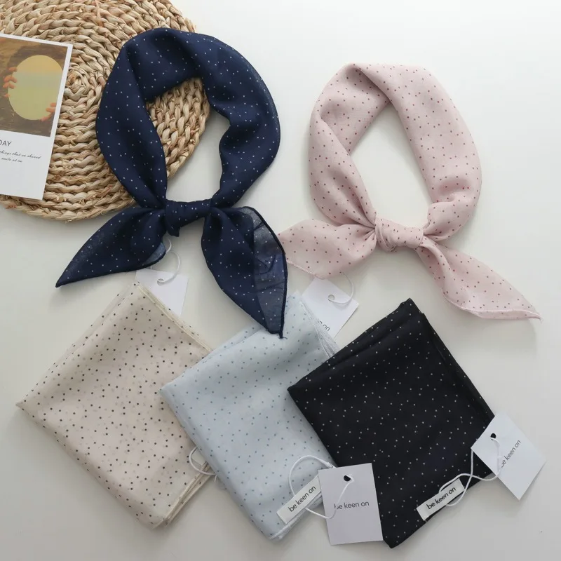 

60x60 New Cotton-Linen Square Handkerchief Solid Colour 2025 Summer Collection Lightweight Silk Scarf Headscarf Neck Scarf