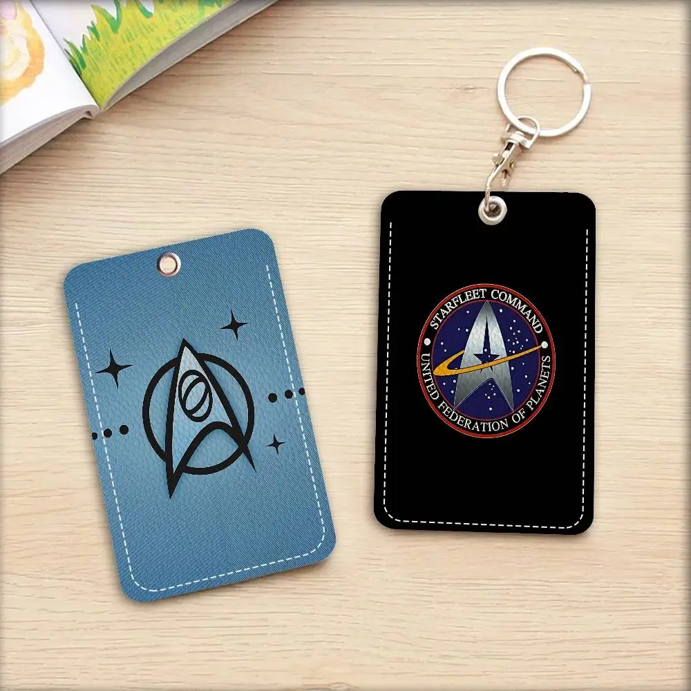 Star T-Treks Logo Style PU Access Card Holder with Keychain - Executive Protection for Bank card,Subway, Bus Card case