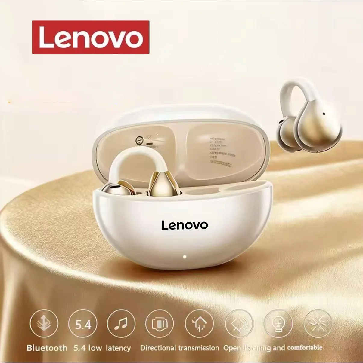 Lenovo Ear Clip Wireless Earphones Bluetooth 6.0 Hi-Res Ultra Open