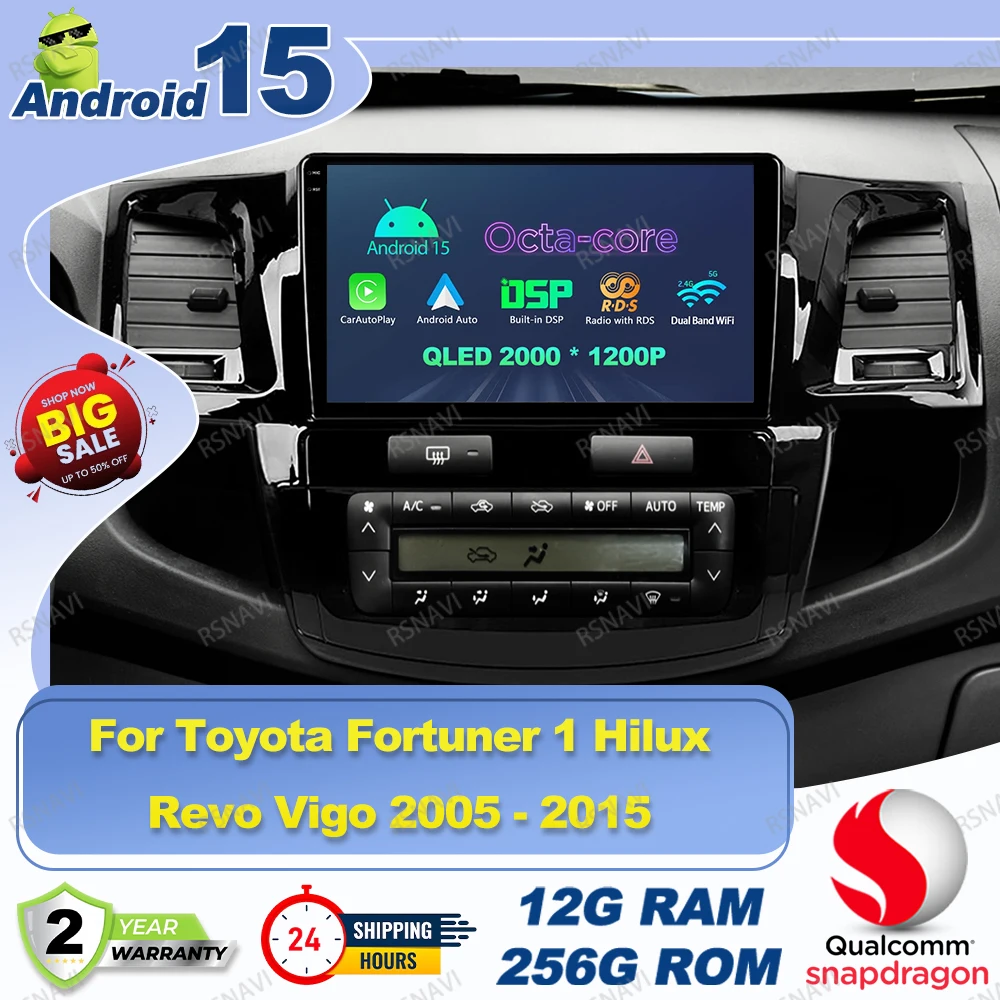 Android 15 Car Radio For Toyota Fortuner 1 Hilux Revo Vigo 2005 - 2015 H7 Led Golf 8 Boat Accessories Clio 4 Passat B8 Dash Cam