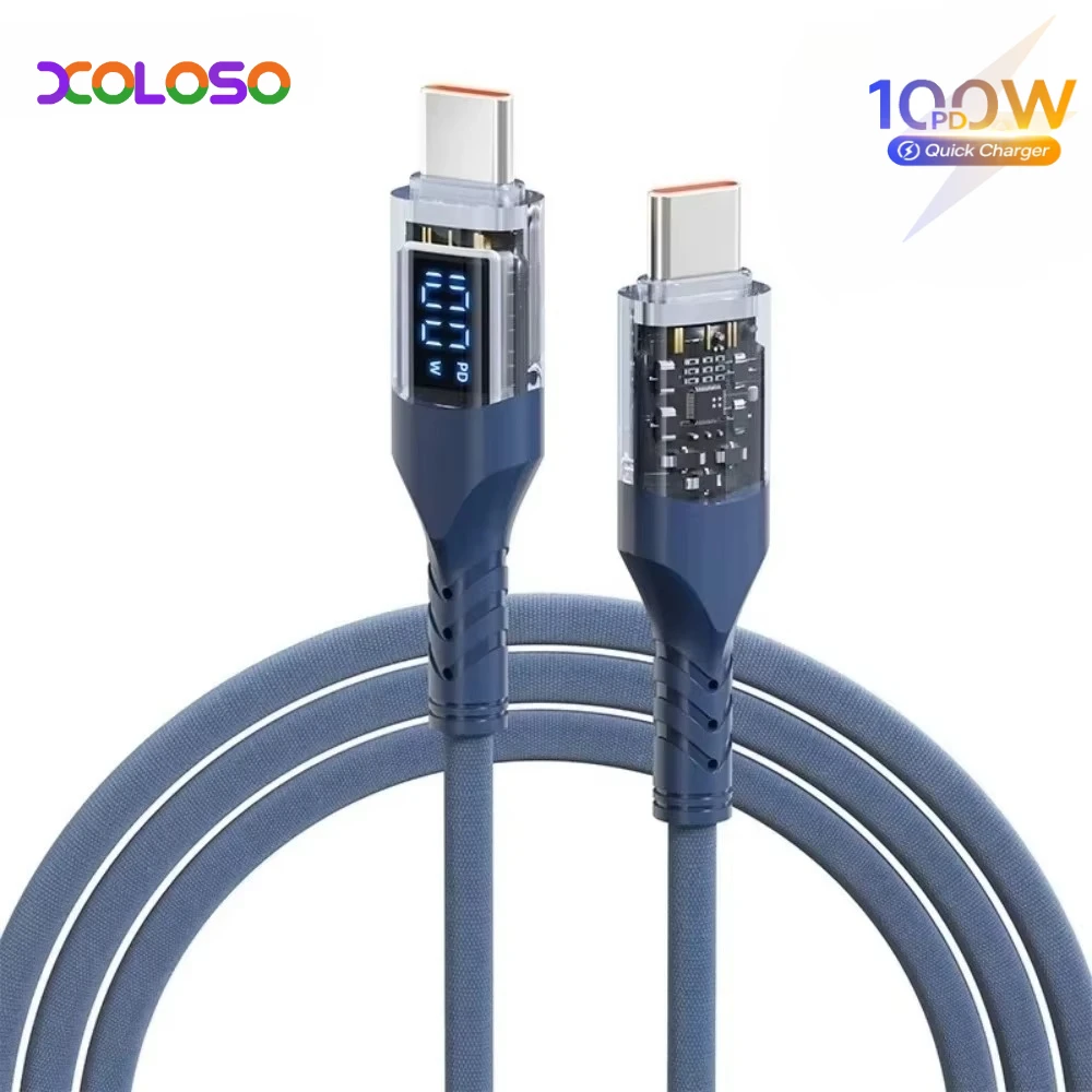 

PD100W 5A USB C to Type C Cable For iPhone 17 16 15 Pro Max for Samsung S22 S24 Xiaomi LED Display Fast Charging Charger Cord