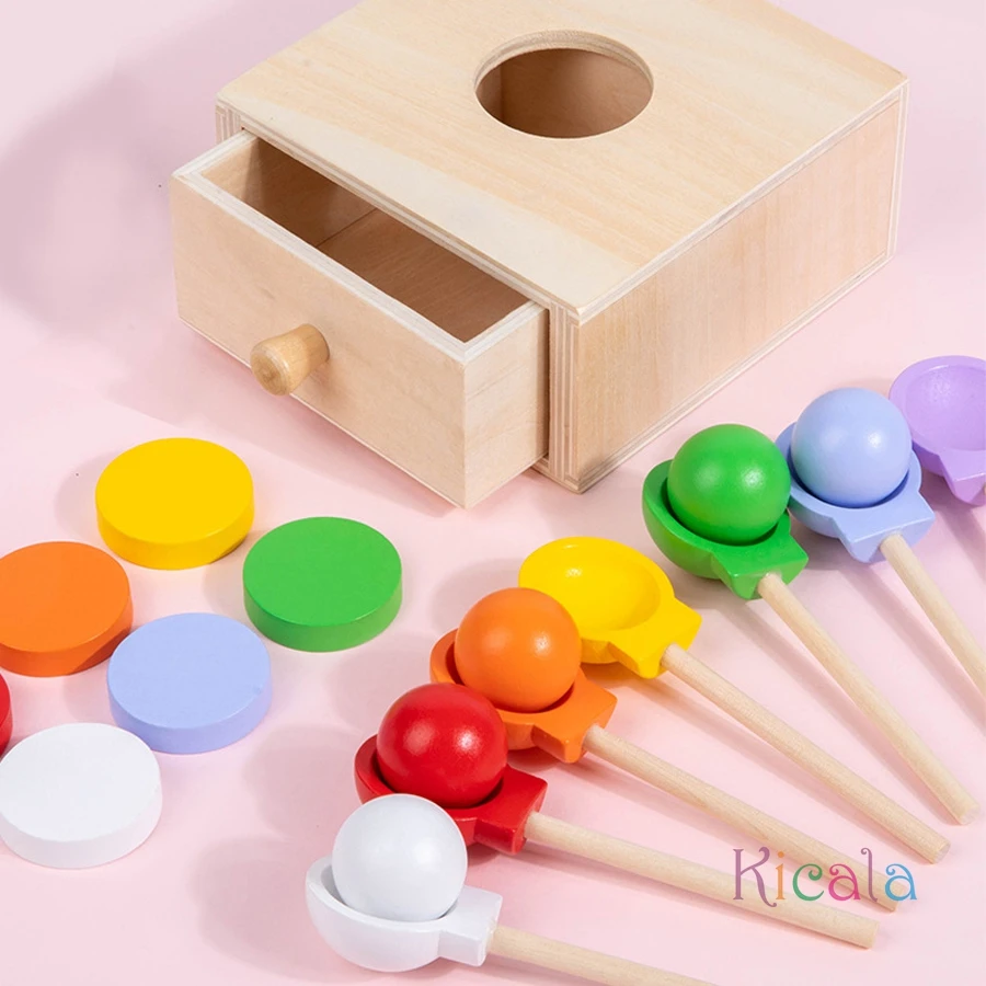 Kids Wooden Montessori Sensory Toys Permanence Objects Target Coin Box Color Ball Sorting Games Fine Motor Skill Education Toys