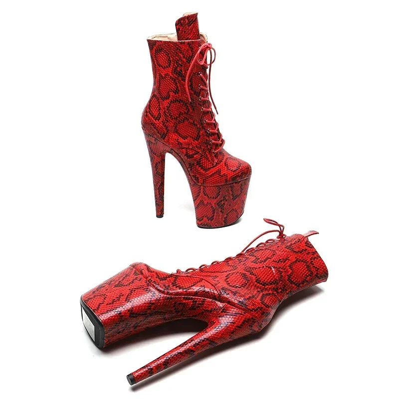 Leecabe 20cm/8inches Snake PU Fashion High Heel Platform Stripper Heel Pole Dancing Boot