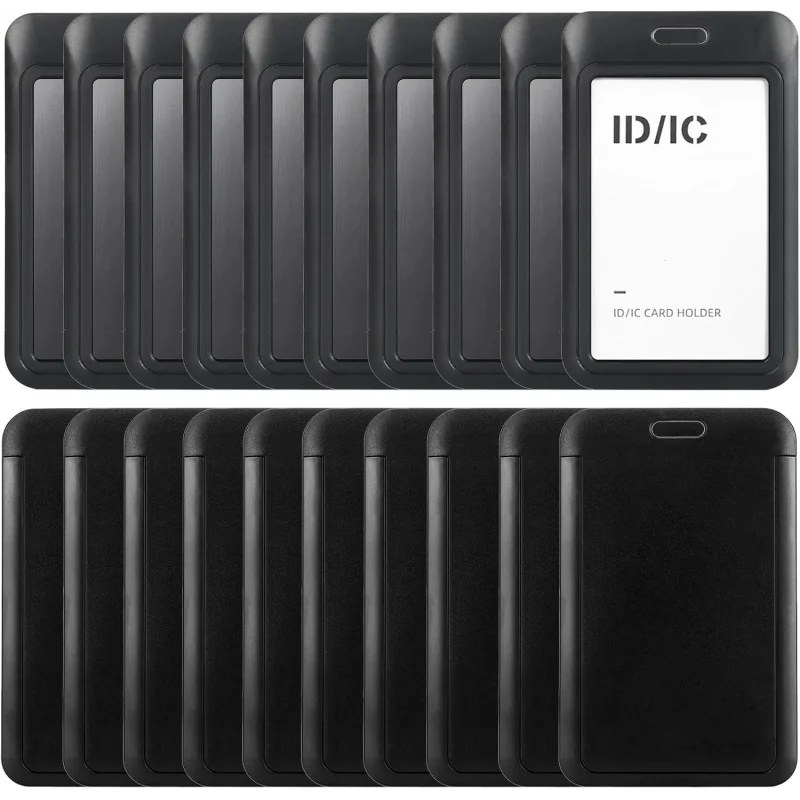 

20 шт. черный держатель для бейджей, выдвижные вертикальные пластиковые держатели для бейджей, держатель для удостоверения личности с прозрачным окном для удостоверений личности, кредитных карт,