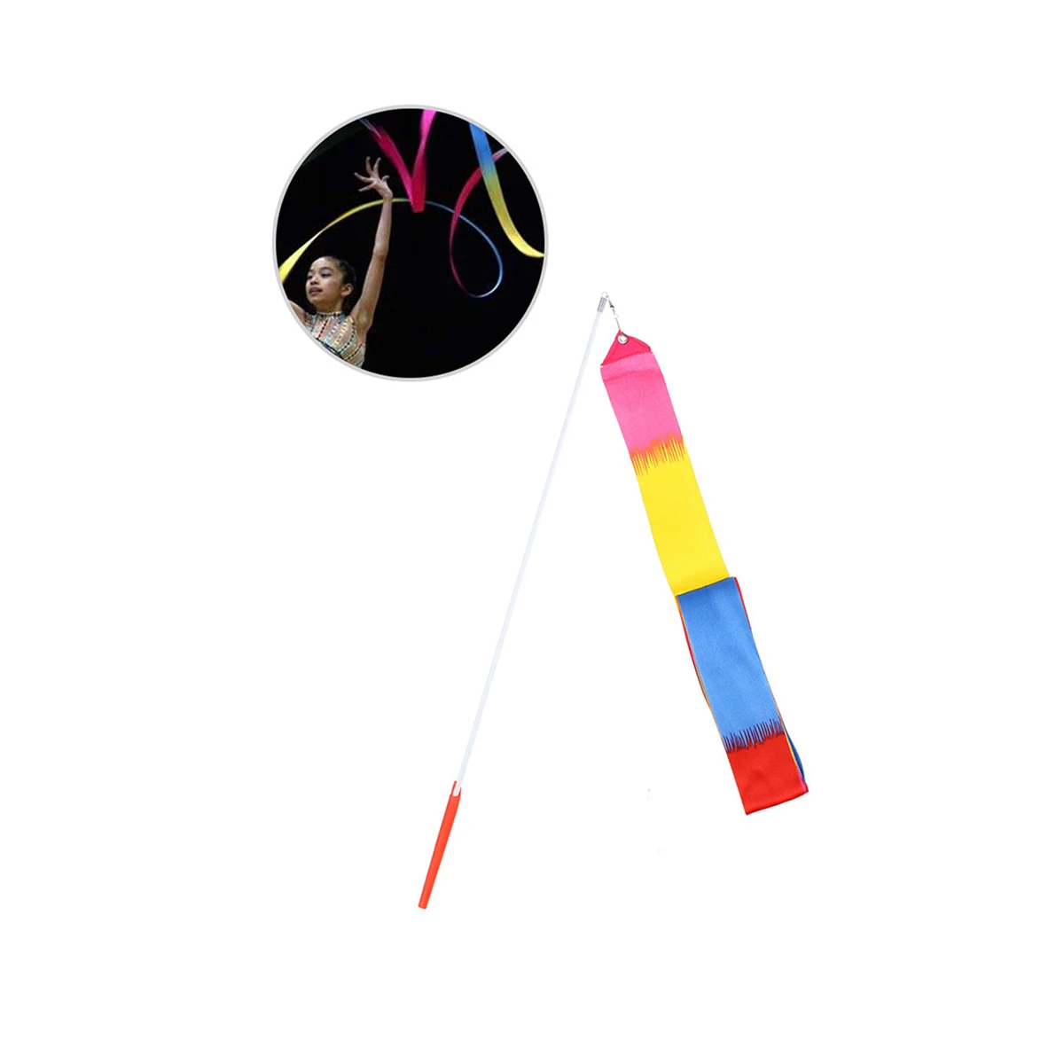 

3pcs 4 Meters Colorful Gymnastics Ribbons Stick Kids Dance Art Streamers Rhythmic Ribbon Twirling Fitness Training