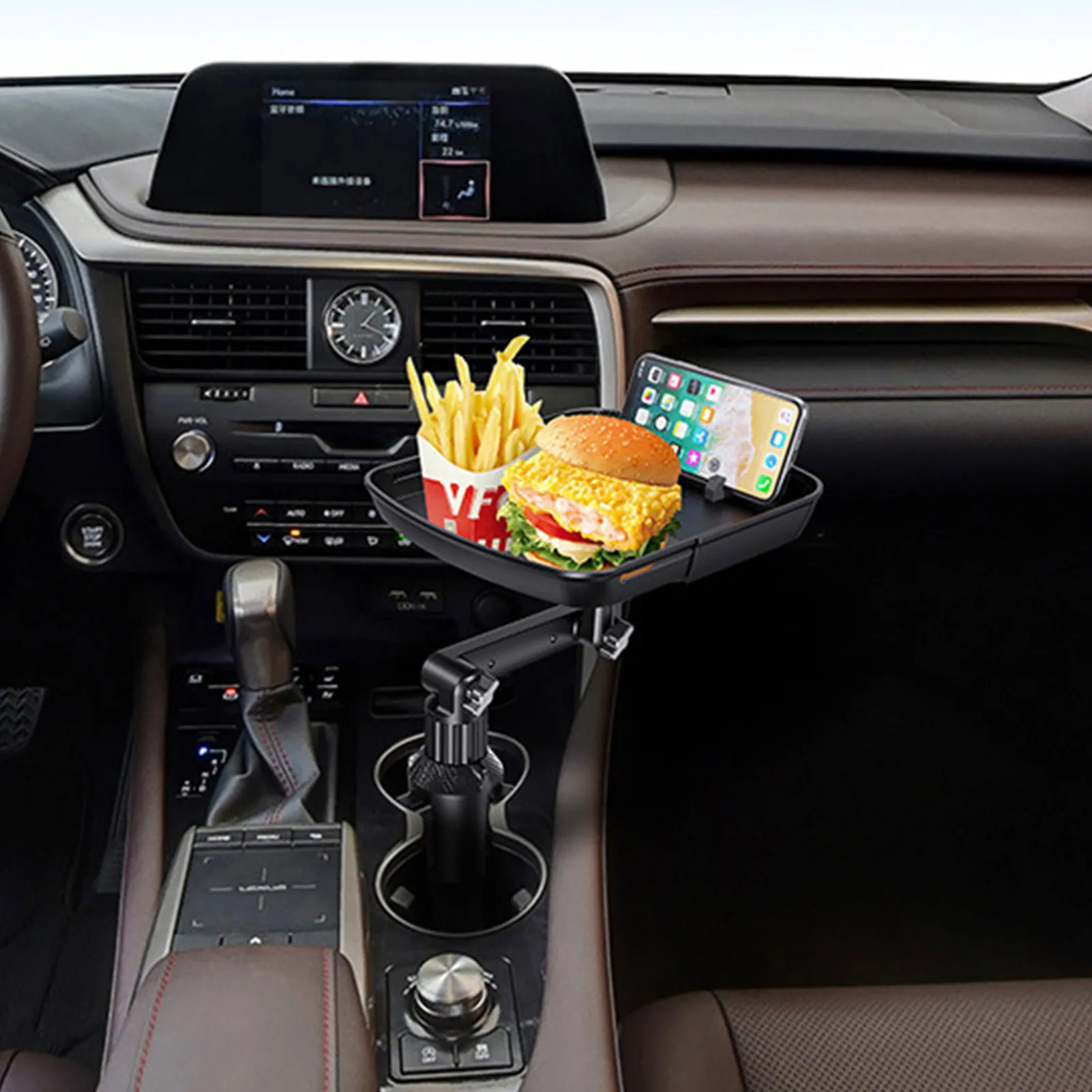 Cup Holder Tray Table Adjustable Car Snack Tray Multifunctional Stretchable Cup Holder Desk With Phone Holder Car Food Drink Tra
