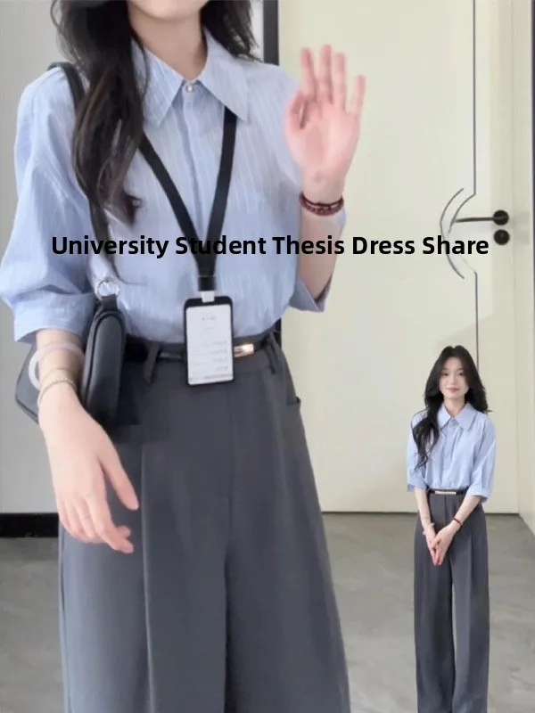 

Fashionable Commute Shirt And Pants Set Elegant And Suitable for Women New 2025 Style French Collar Long Shirt And High Waist...