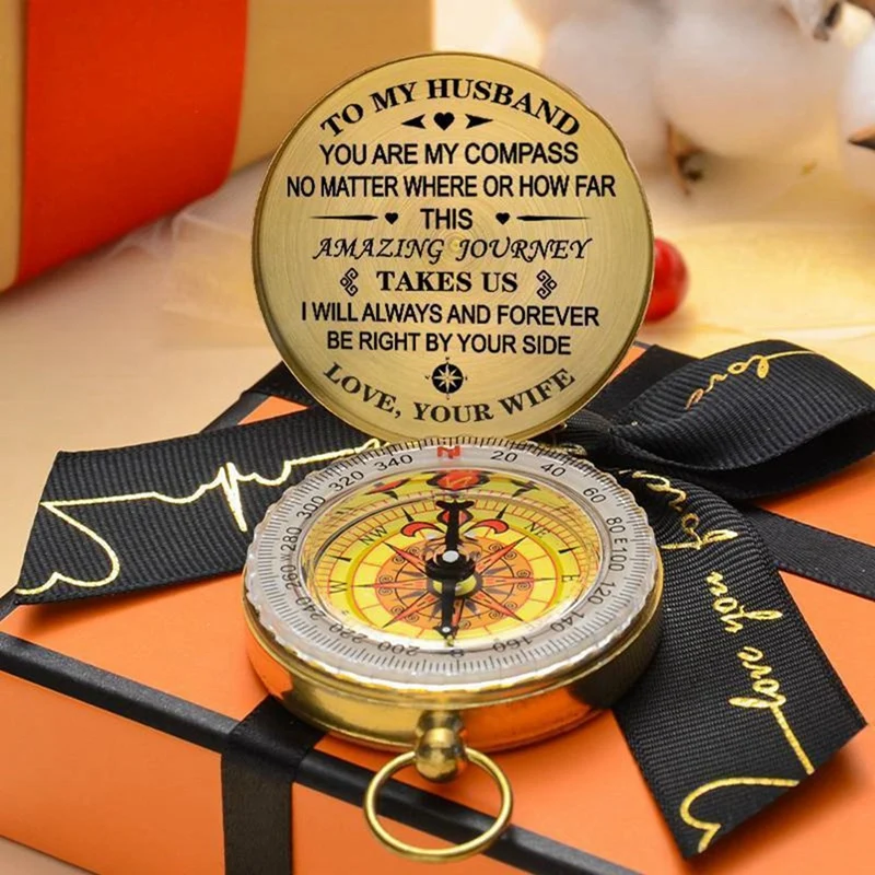 Enjoy The Ride, Compass Copper,Gift For Children Camping Hiking Pocket Portable Compass