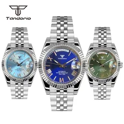 Tandorio NH36 Mechanical Weekday/Date Fashion 39mm/36mm Men's Automatic Watch Sunburst Sapphire Stainless Steel Watches Lume
