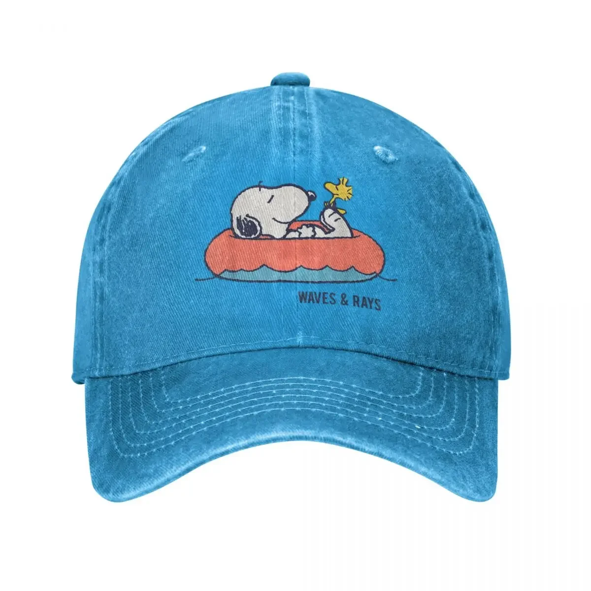 Vintage Peanuts Waves And Rays Snoopy Baseball Cap Unisex Distressed Washed Headwear Outdoor Activities Caps Hat