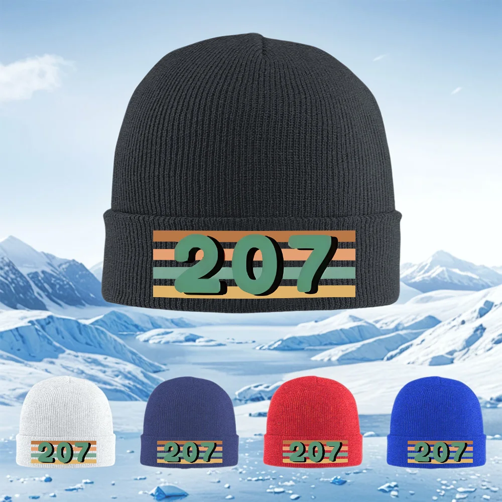 Patrón gráfico de diseño de estilo de número Retro Hombres Mujeres Gorro de punto unisex Gorro Jersey Gorro Invierno Térmico Cál