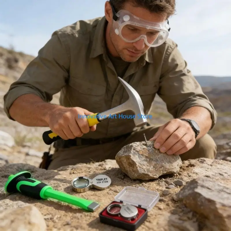 E1PC Small Lens Included Rock gavel Tool Set For Detailed Sample Observation