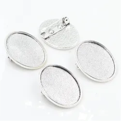 5pcs 18x25mm Inner Size Antique Silver Plated Brooch Pin Classic Style Cameo Cabochon Base Setting (C1-37)