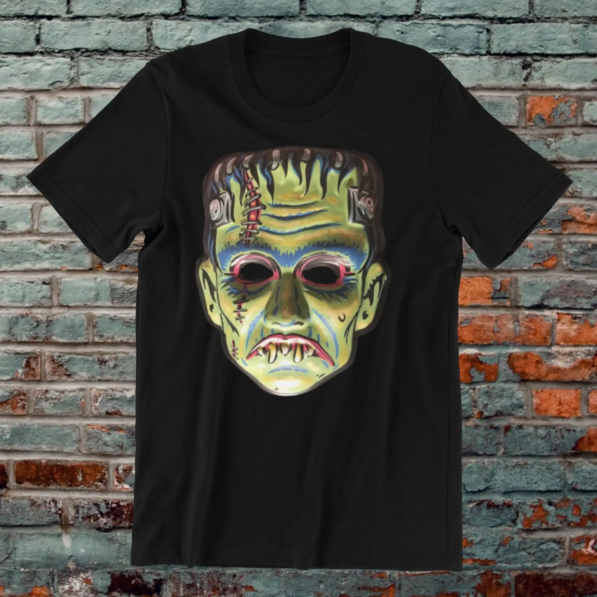 Frankenstein Mask T Shirt Horror Movie Gothic Halloween Costume Monster Punk Top Classic Fan Apparel Dark Style