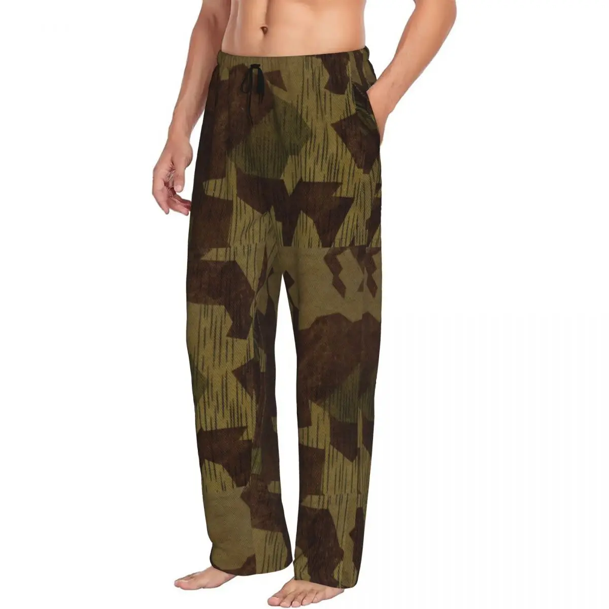 Pantalones de pijama de camuflaje Splittertarn alemán de la Segunda Guerra Mundial para hombre, pantalones de pijama estampados de camuflaje militar del ejército, ropa de dormir con bolsillos