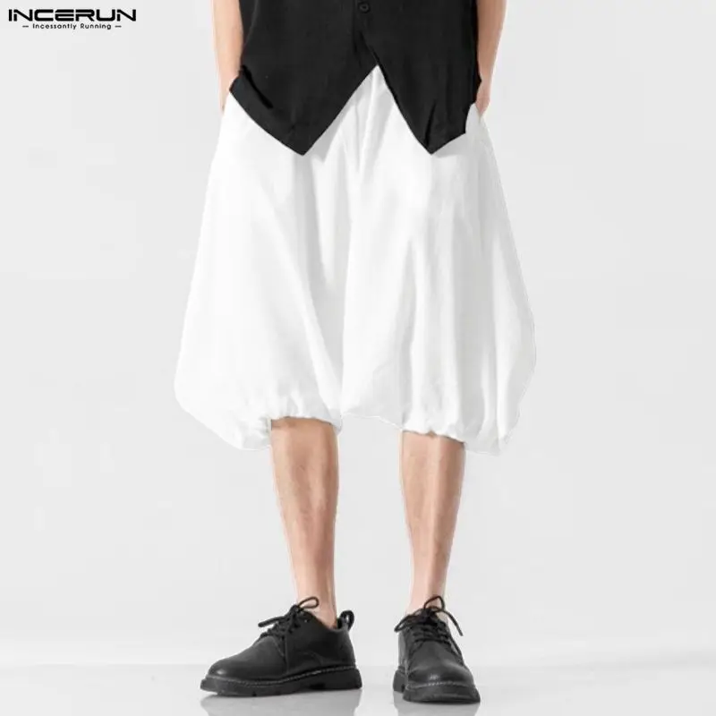 

INCERUN Men's Shorts Solid Color Elastic Waist Joggers Men Bottoms Summer Streetwear Oversize Fashion Casual Shorts For Man 2026