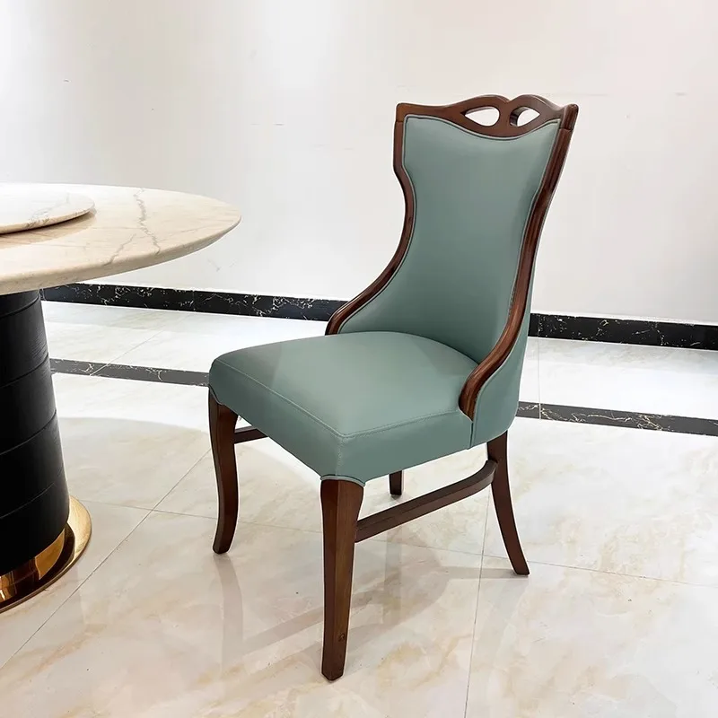 

European-style home carved solid wood dining chair Internet celebrity western restaurant backrest leisure chair hotel box privat