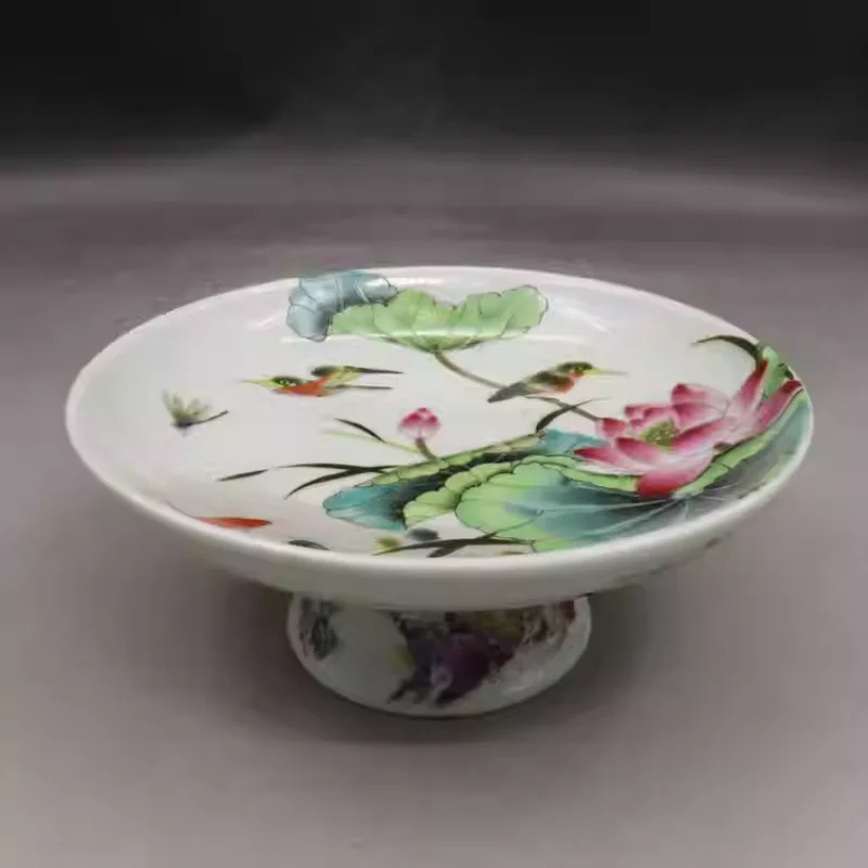 Hand-Painted Pink Enamel Fruit Plate Jia He Wan Shi Xing Pattern Vintage Porcelain Tray Home Decor Collectible