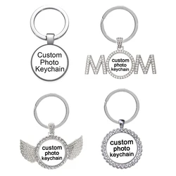 Personalized Photo Custom pictures glass cabochon keychain Bag Car key Rings Holder Charms silver plated key chains Men Women