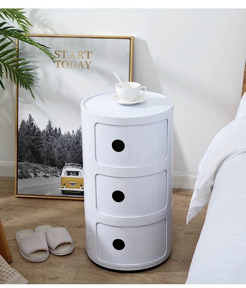 Mini Small Locker Nordic Style Children's Room Round Bedside Table Modern Bedroom Simple Storage Cabinet Plastic Organizer Boxes