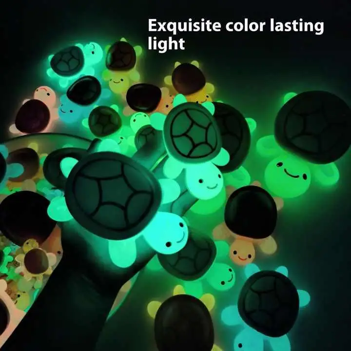 1PC Night Glow Large Turtle+100pcs Mini Luminous Turtles Figurines Resin Craft Glowing Turtle Storage Ornament Home Decor Gifts