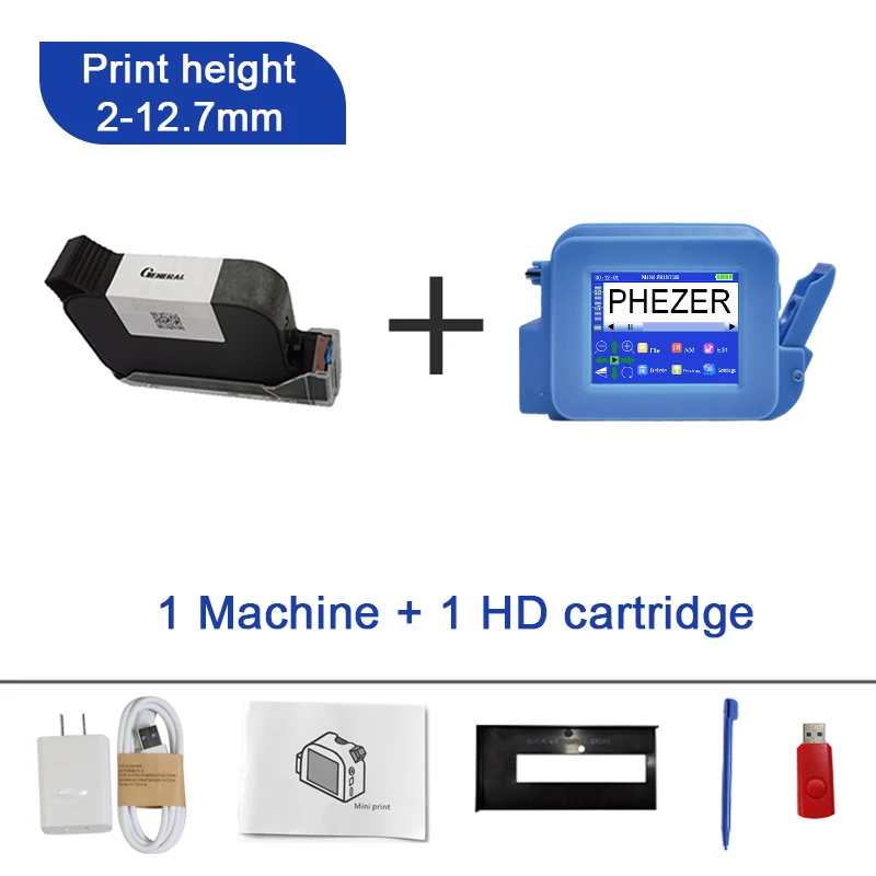 AAA+ PC13plus 12.7mm Mini Printer Portable Printer QR Bar Batch Code Date Number Logo Expiry Handheld Inkjet Printer Label