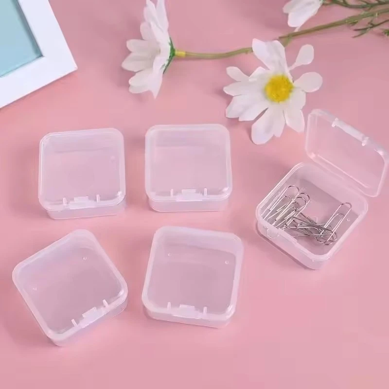 5/10pcs Mini Plastic Box Square Box Translucent Storage Box Dustproof Solid Strong Jewelry Storage Case Container