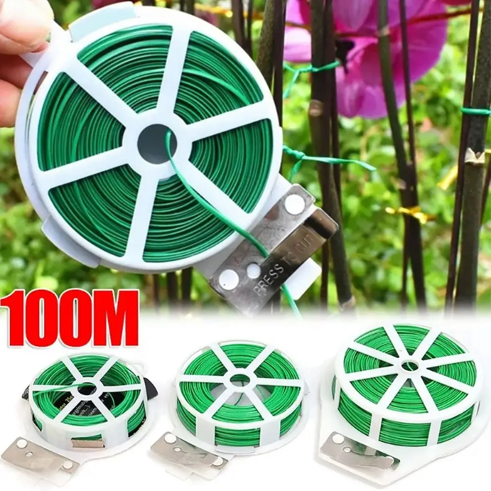 1Pcs Iron Wire Cable Ties Plant Bundle Iron Wire Strapping Self-cutting Multifunctional Garden Twist Ties 20/30/50/100M Reusable