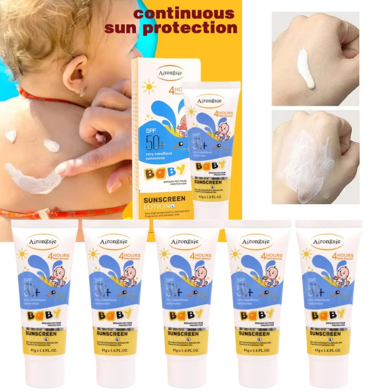 Crema de Protección Solar para Niños SPF50+ Resistente al Agua, Loción de Protección Solar para Bebés, Crema Bloqueadora Solar Suave para Recién Nacidos, Piel Sensible del Rostro y Cuerpo
