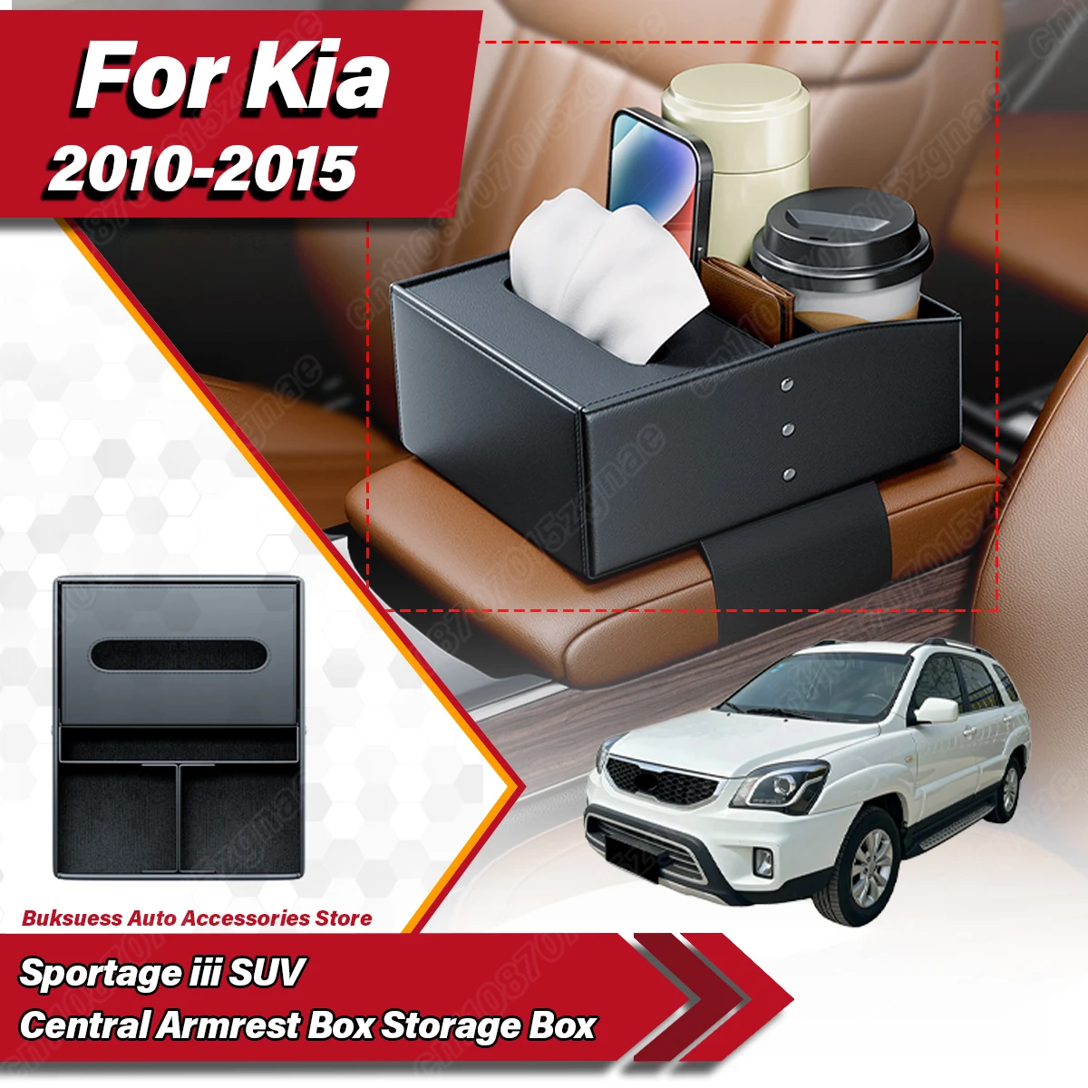 

For Kia Sportage Iii SUV 2010 2011 2012 2013 2014 2015 Auto Central Armrest Seat Gap Storage Box Inside The Vehicle Accessories