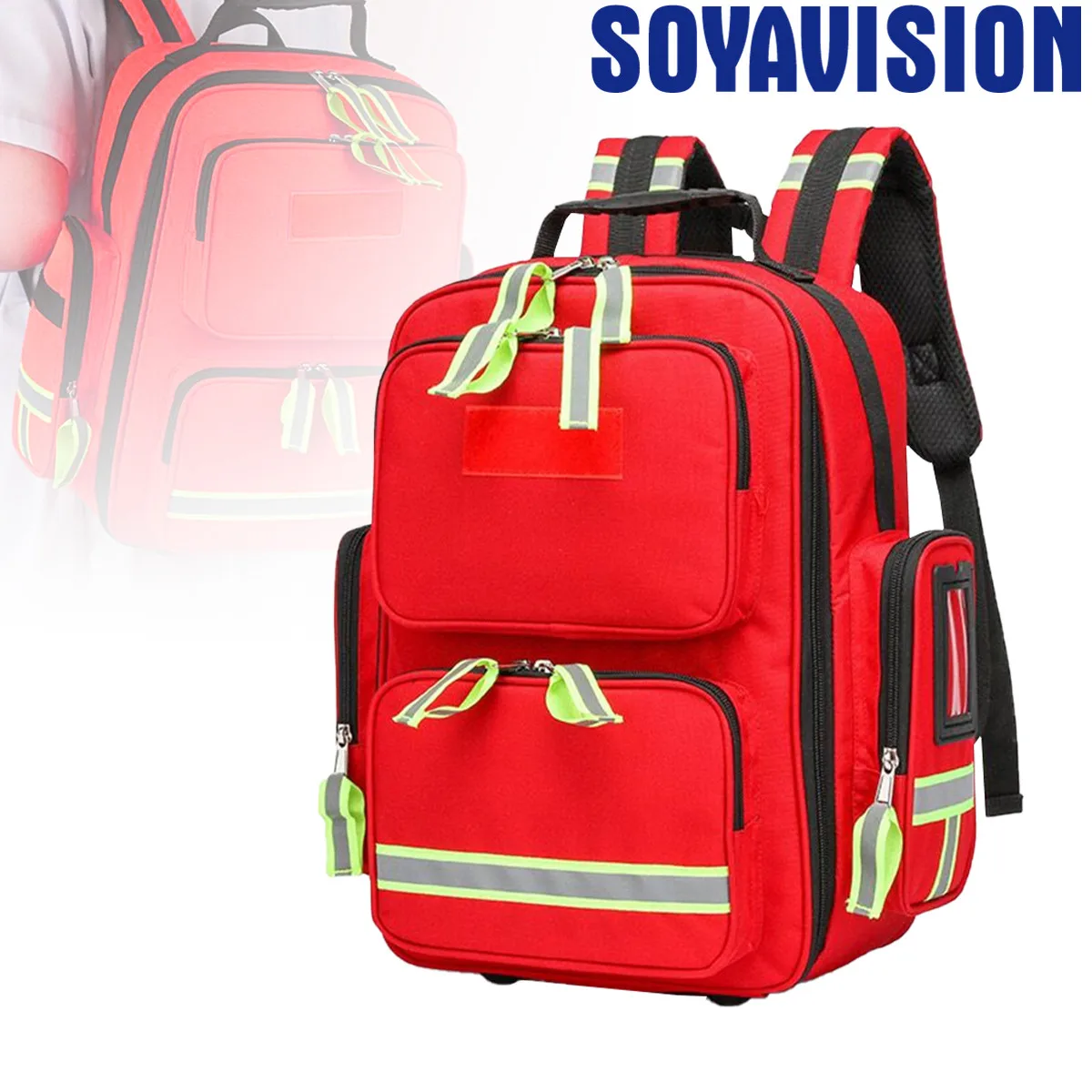 Red First Aid Backpack Emergency Medicine Bag Empty First Responder Survival Trauma Bag for Outdoor Sports Travel Hiking Camping