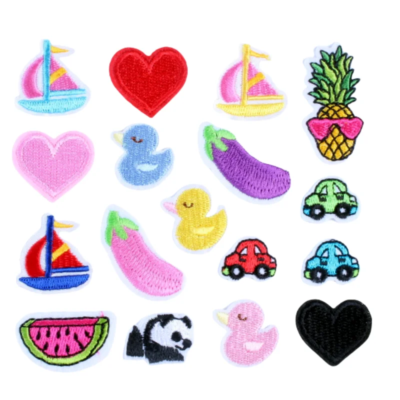 10pcs Embroidery Mini Boat Duck Car Patches Iron On Thermoadhesive Clothing Logo Patch Sewing patch Appliques