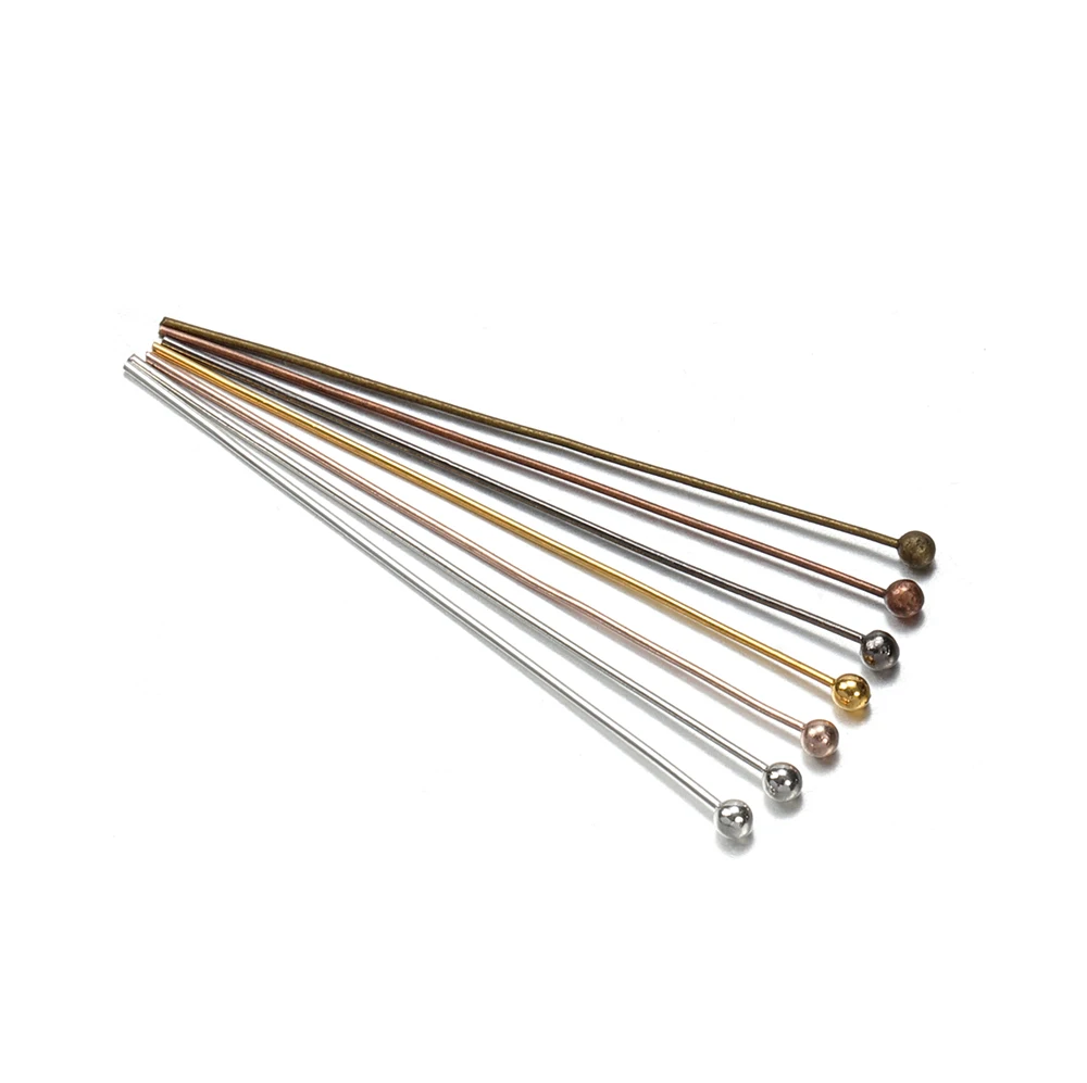 200Pcs 18 20 25 30 40 50mm Gold Metal Ball Head Pins Dia 0.5mm for DIY Jewelry Making Head pins Findings Accessories Supplies