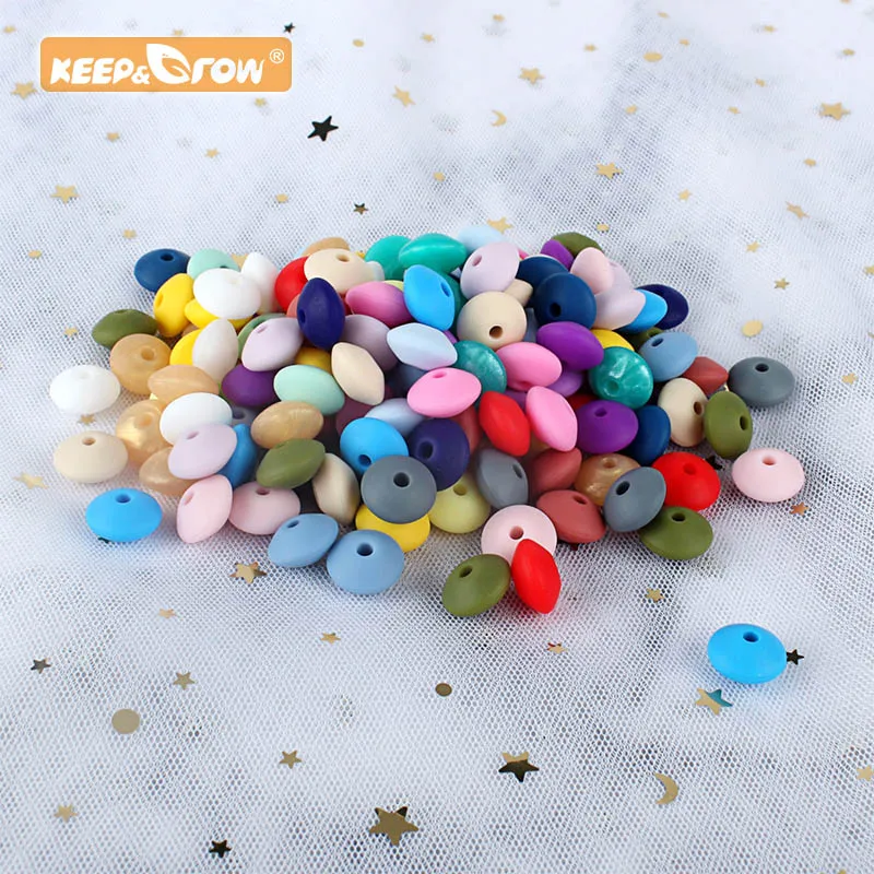 50pcs Baby Silicone Beads 12mm Lentil Beads Food Grade DIY pacifier clip Necklace Teether children\'s Toys products Accessories