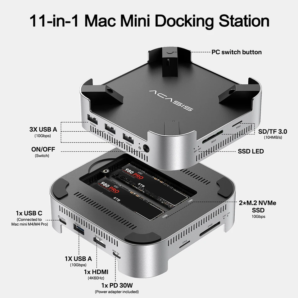 SatechiMac Mini M4 Stand & Hub with SSD Enclosure