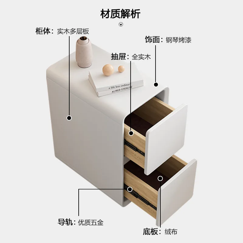Cross-border one-piece delivery bedside table painted solid wood small ultra-narrow 25cm mini-narrow cabinet