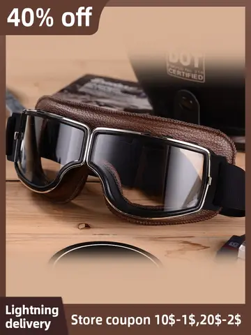 Motorcycle Glasses Windproof Motorcycle Helmet Glasses Sunglasses Retro Universal Folding Leather Retro Motorcycle Accessories